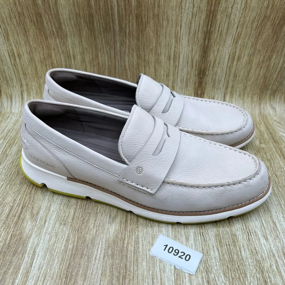Cole Haan 4.Zerogrand Penny Loafer Men's 13 Cement Nubuck Ivory Sulfur C34107